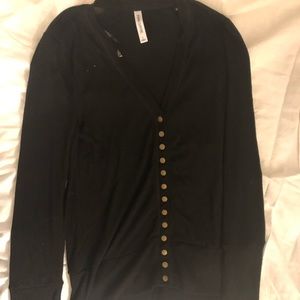 Black button down cardigan with gold details
